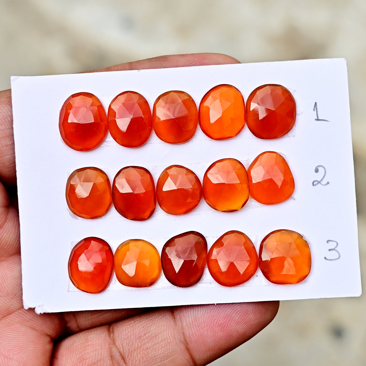 Carnelian Rosecut Freeform Shape 12x13mm AA Grade Gemstone Strip Set -Total 5 Pcs in one strip