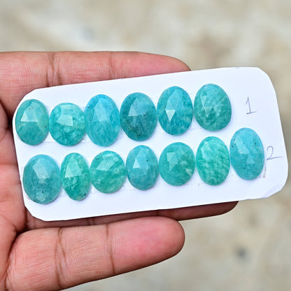 Amazonite Rose Cut Cabochon 14mm-17mm AA Grade Gemstone Parcel - Total 6 Pcs in One