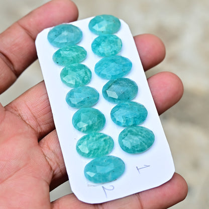 Amazonite Rose Cut Cabochon 14mm-17mm AA Grade Gemstone Parcel - Total 6 Pcs in One