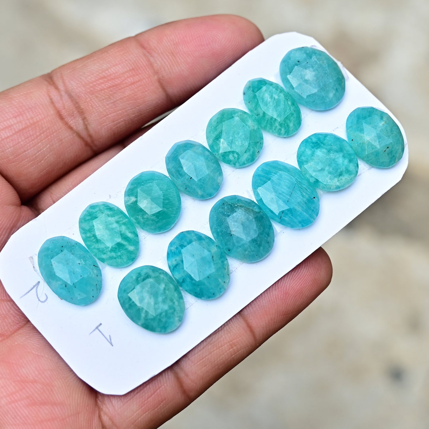 Amazonite Rose Cut Cabochon 14mm-17mm AA Grade Gemstone Parcel - Total 6 Pcs in One