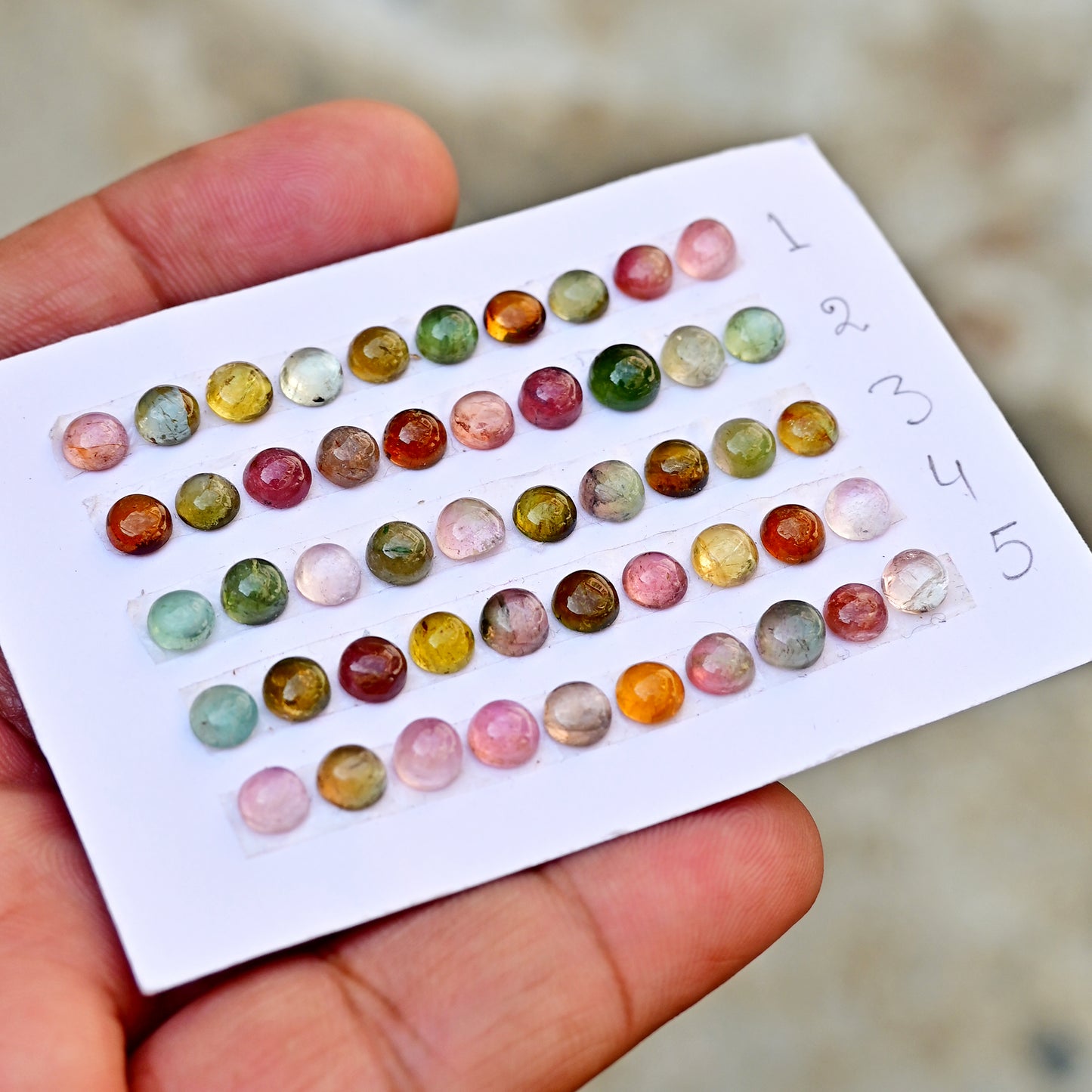 Tourmaline Cabochons Round Shape 5x5mm-6x6mm AA Grade Strip Set -Total 10 Pcs in one strip