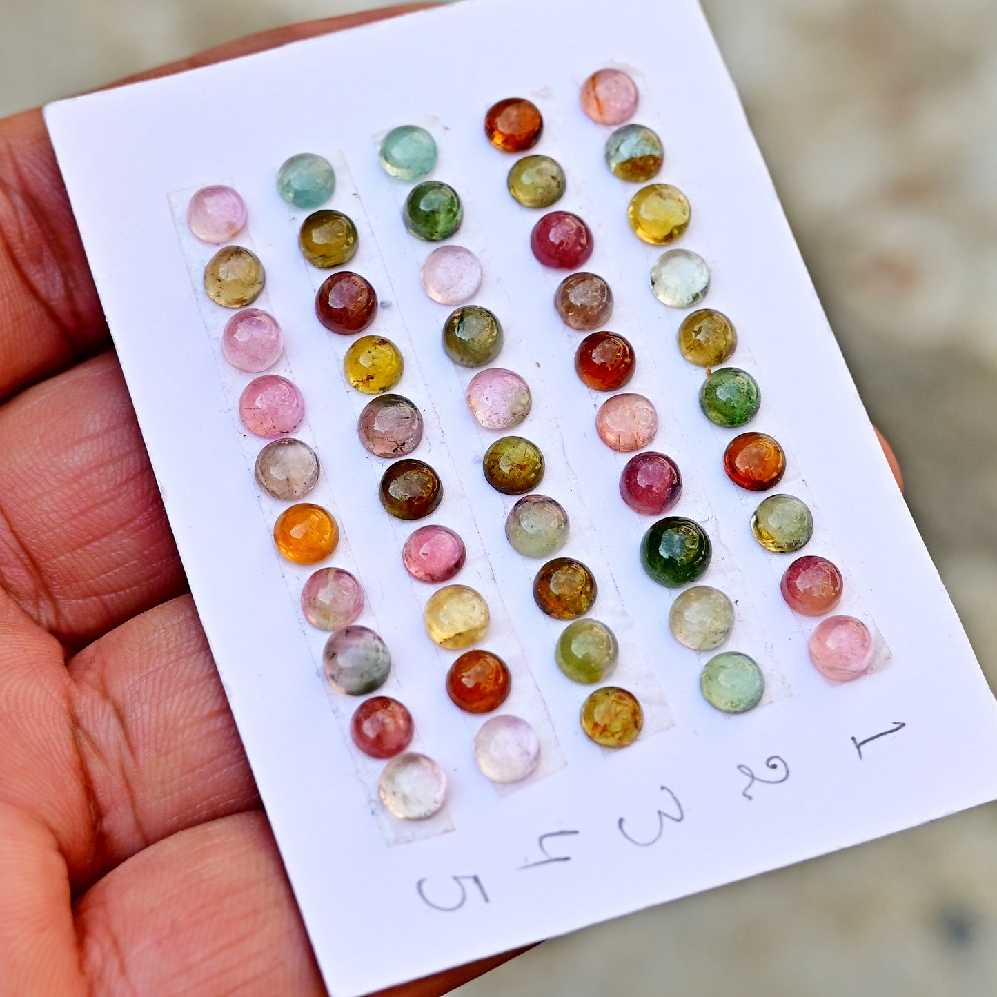 Tourmaline Cabochons Round Shape 5x5mm-6x6mm AA Grade Strip Set -Total 10 Pcs in one strip