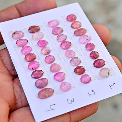 Pink Tourmaline Rosecut Freeform Shape 6x10mm-7x7mmAA Grade Strip Set -Total 8 Pcs in one strip