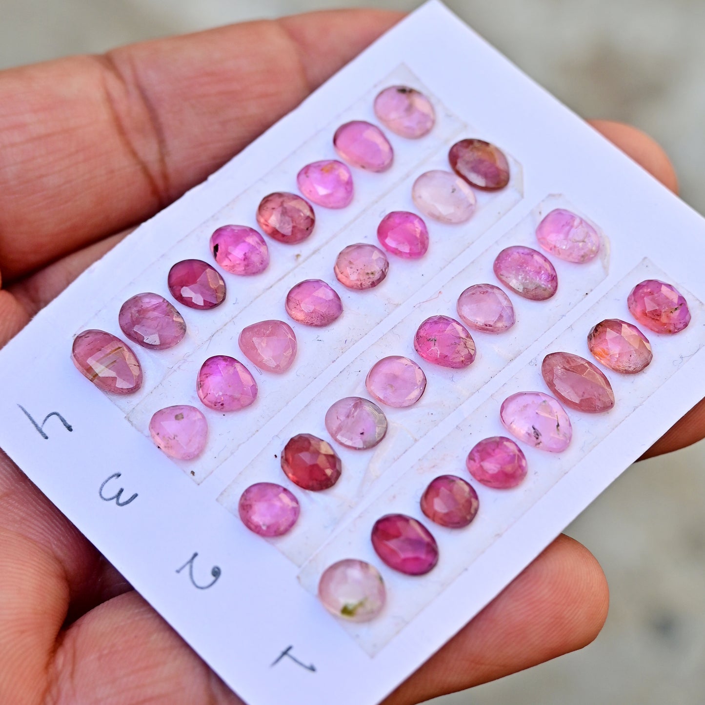 Pink Tourmaline Rosecut Freeform Shape 6x10mm-7x7mmAA Grade Strip Set -Total 8 Pcs in one strip