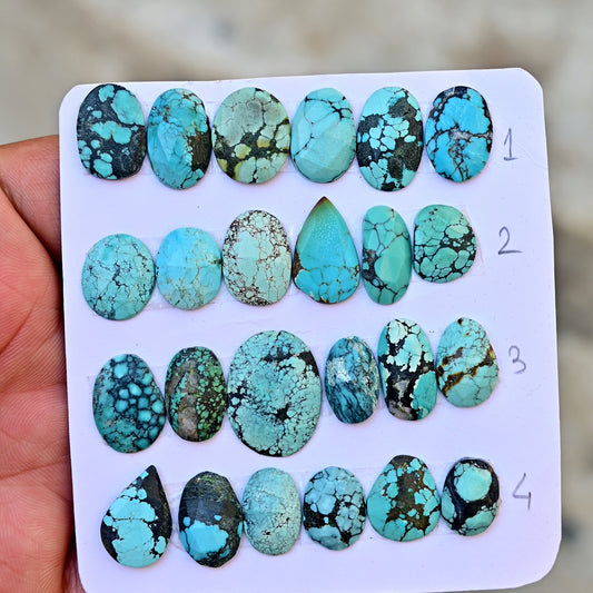 Tibetian Turquoise Rose Cut Mix Shape 15-22mm AA Grade Strip Set -Total 6 Pcs in one strip