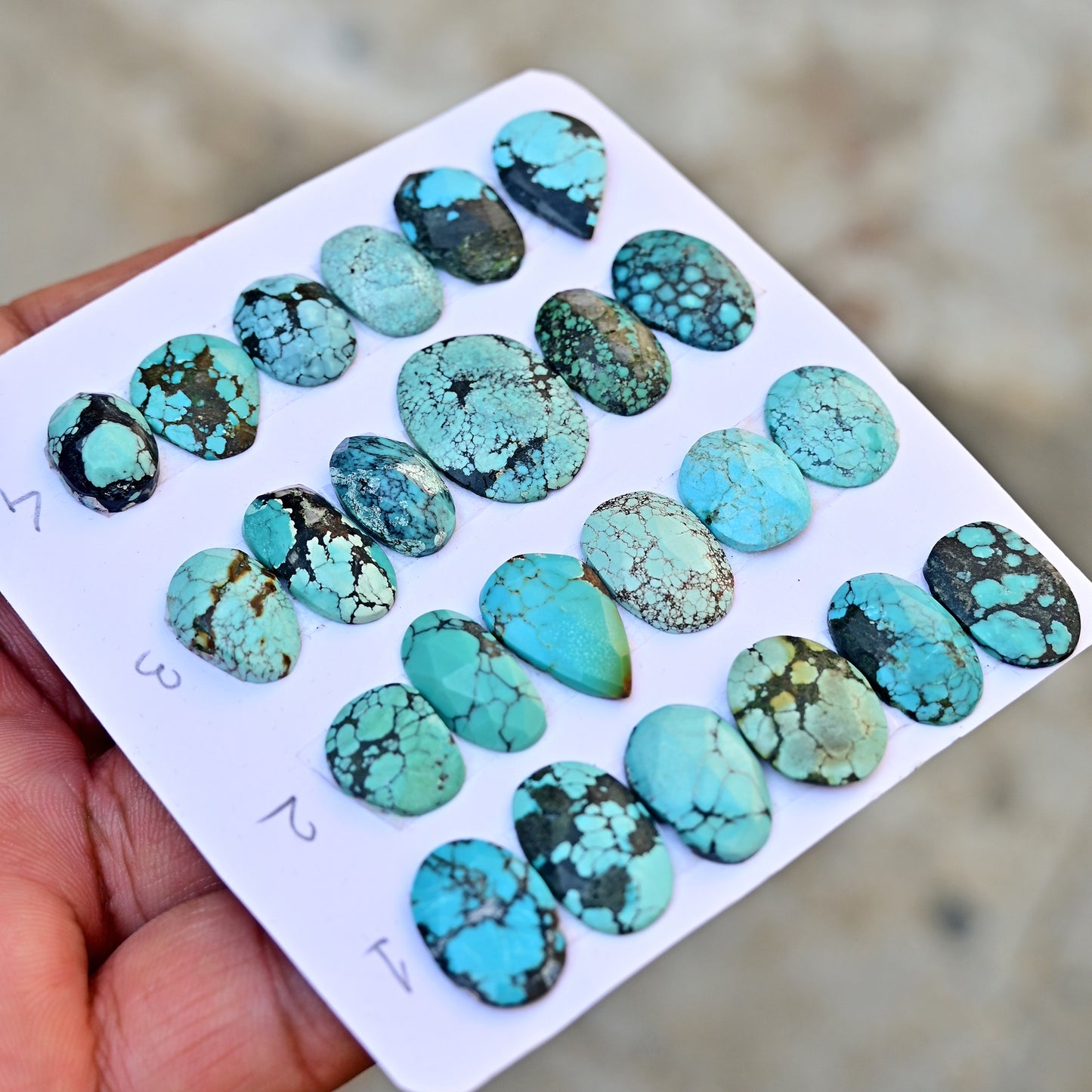 Tibetian Turquoise Rose Cut Mix Shape 15-22mm AA Grade Strip Set -Total 6 Pcs in one strip