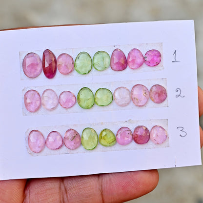 Tourmaline Cabochons Mix Shape 6x12mm-7x9mm AA Grade Strip Set -Total 8 Pcs in one strip