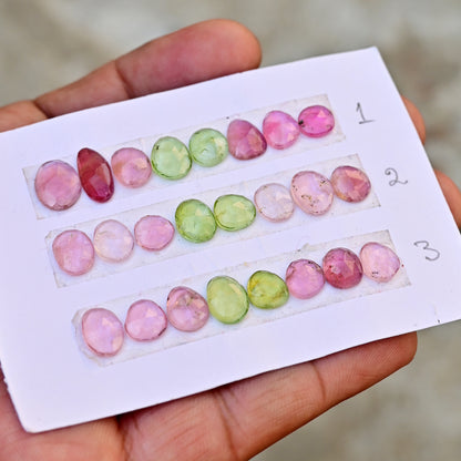 Tourmaline Cabochons Mix Shape 6x12mm-7x9mm AA Grade Strip Set -Total 8 Pcs in one strip