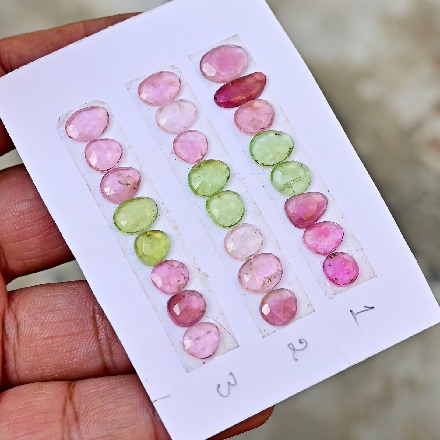 Tourmaline Cabochons Mix Shape 6x12mm-7x9mm AA Grade Strip Set -Total 8 Pcs in one strip