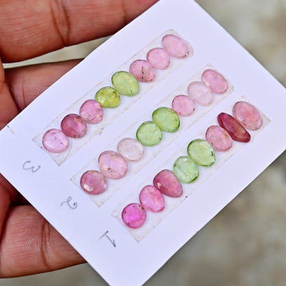 Tourmaline Cabochons Mix Shape 6x12mm-7x9mm AA Grade Strip Set -Total 8 Pcs in one strip