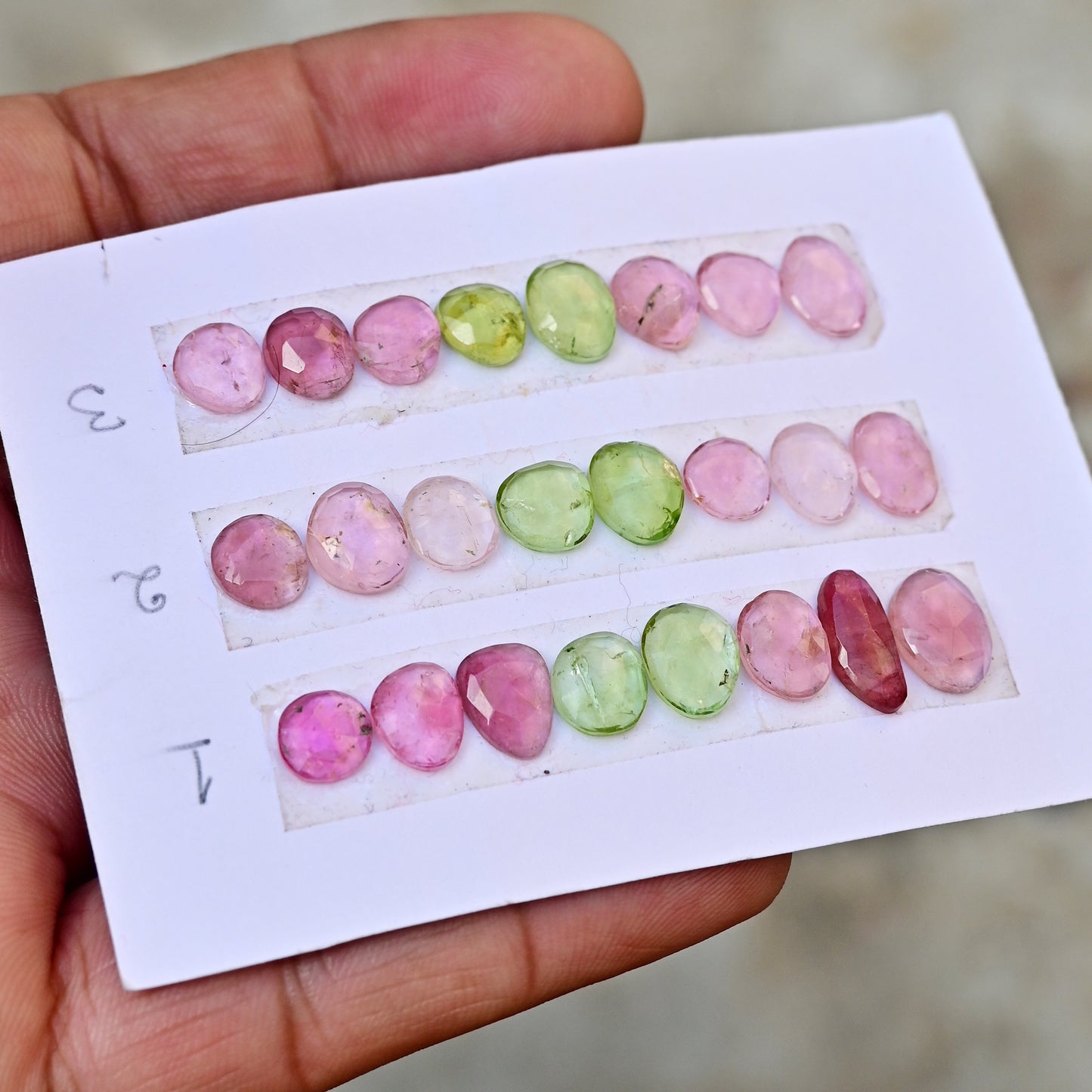 Tourmaline Cabochons Mix Shape 6x12mm-7x9mm AA Grade Strip Set -Total 8 Pcs in one strip