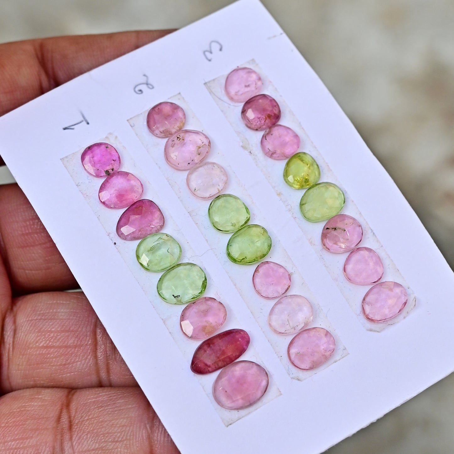 Tourmaline Cabochons Mix Shape 6x12mm-7x9mm AA Grade Strip Set -Total 8 Pcs in one strip