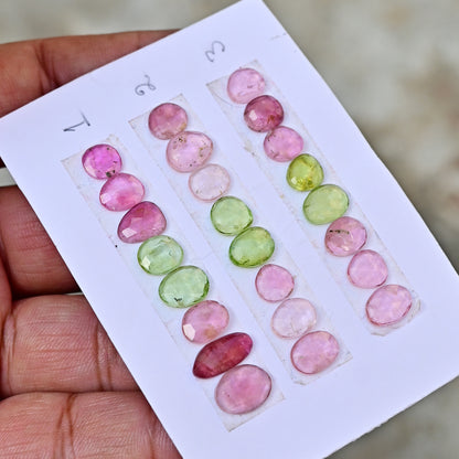 Tourmaline Cabochons Mix Shape 6x12mm-7x9mm AA Grade Strip Set -Total 8 Pcs in one strip