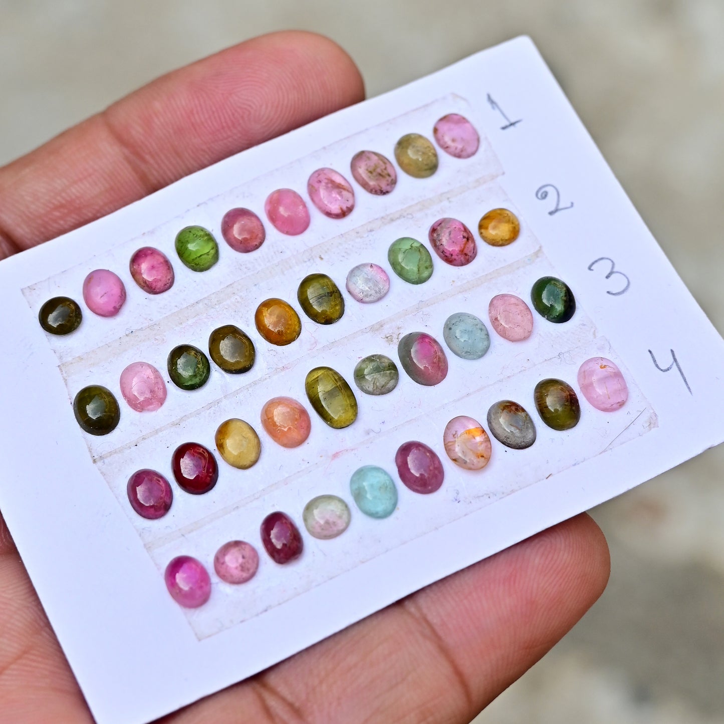 Tourmaline Cabochons Freeform Shape 4x7mm-4x6mm AA Grade Strip Set -Total 10 Pcs in one strip