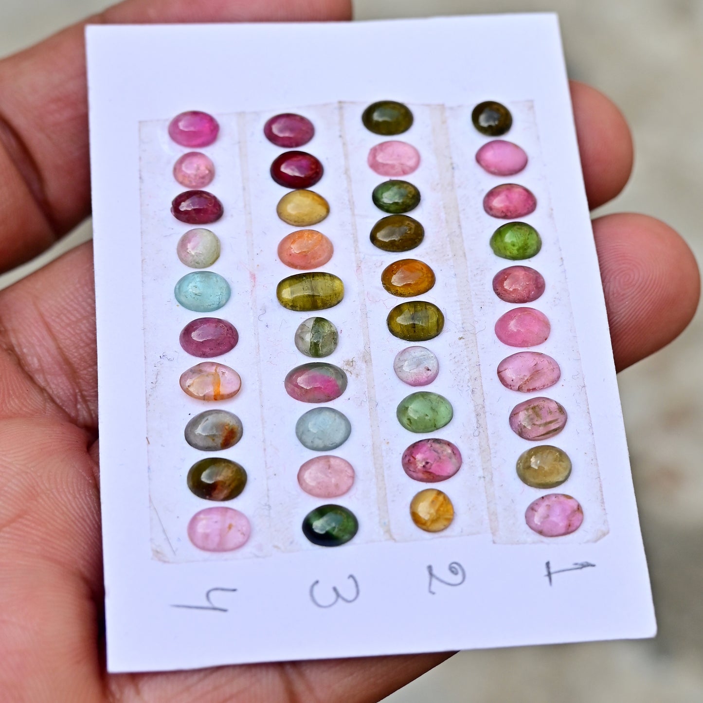 Tourmaline Cabochons Freeform Shape 4x7mm-4x6mm AA Grade Strip Set -Total 10 Pcs in one strip