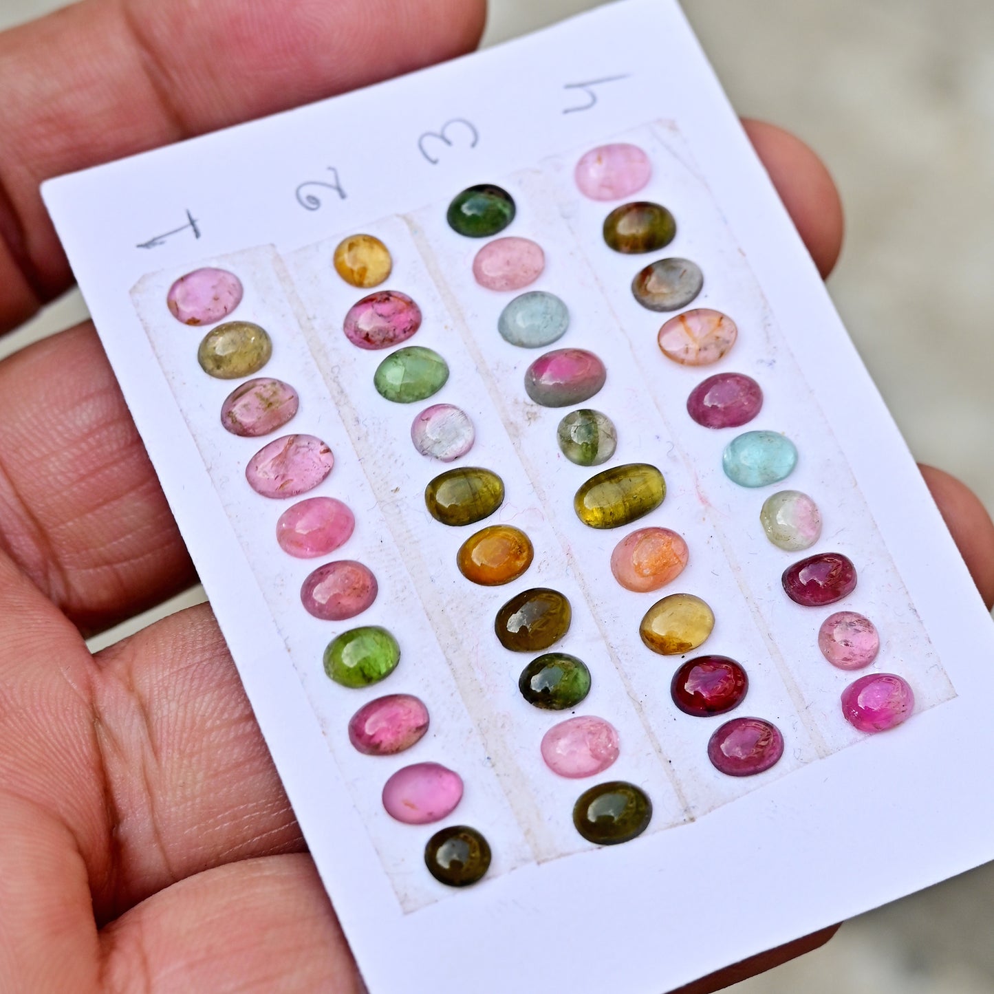 Tourmaline Cabochons Freeform Shape 4x7mm-4x6mm AA Grade Strip Set -Total 10 Pcs in one strip