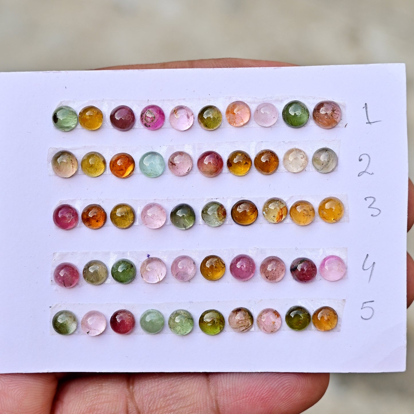 Tourmaline Cabochons Round Shape 5x5mm AA Grade Strip Set -Total 10 Pcs in one strip