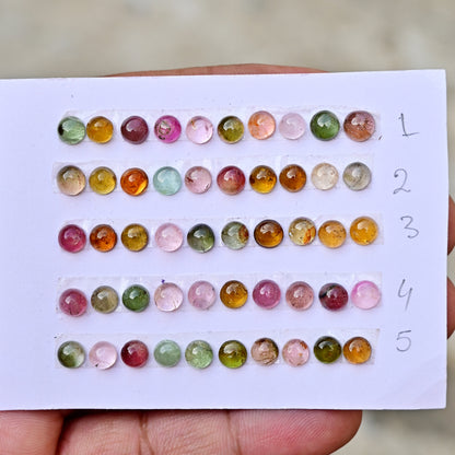 Tourmaline Cabochons Round Shape 5x5mm AA Grade Strip Set -Total 10 Pcs in one strip