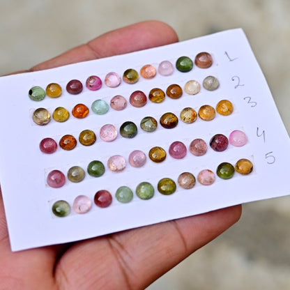 Tourmaline Cabochons Round Shape 5x5mm AA Grade Strip Set -Total 10 Pcs in one strip