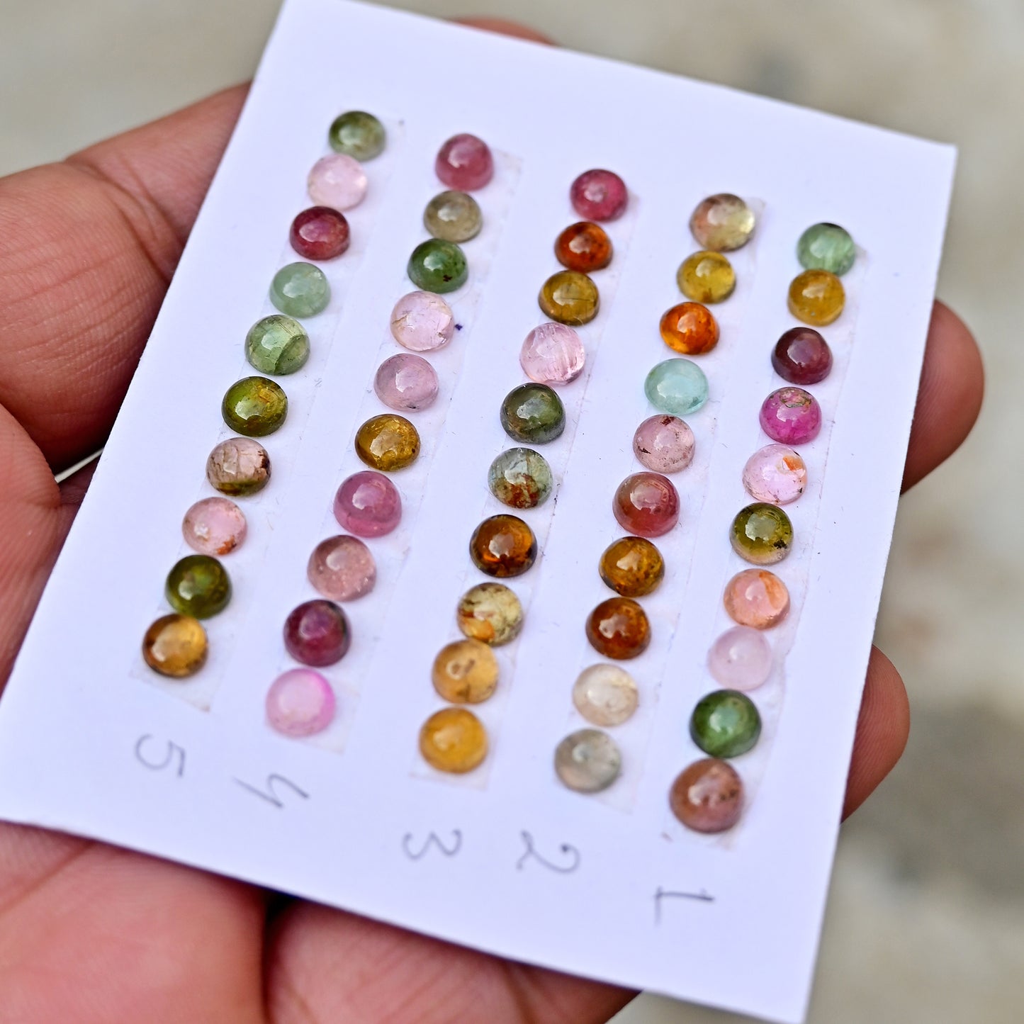 Tourmaline Cabochons Round Shape 5x5mm AA Grade Strip Set -Total 10 Pcs in one strip