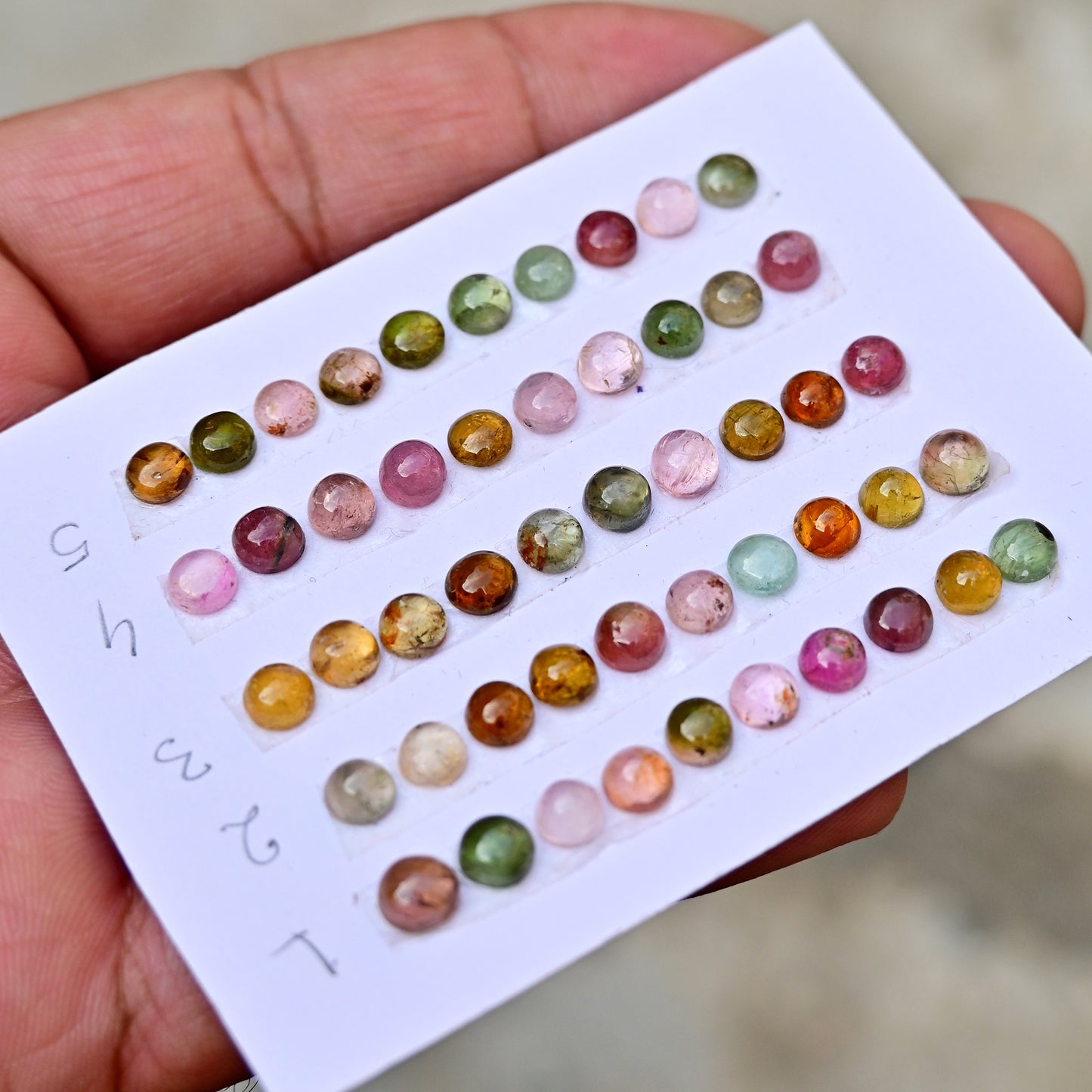 Tourmaline Cabochons Round Shape 5x5mm AA Grade Strip Set -Total 10 Pcs in one strip