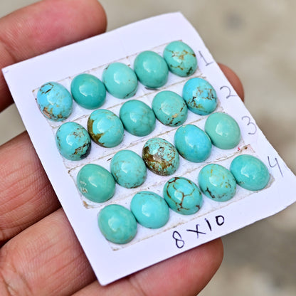 Loose Strip Of Kingman Turquoise Rosecut Oval shape 8x10mm AA Grade Strip Set -Total 5 Pcs in one strip