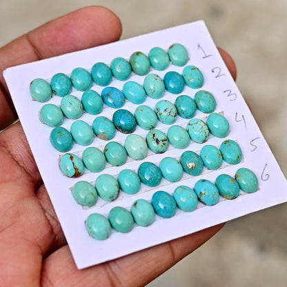 Loose Strip Of Kingman Turquoise Rosecut Oval shape 6x8mm AA Grade Strip Set -Total 8 Pcs in one strip