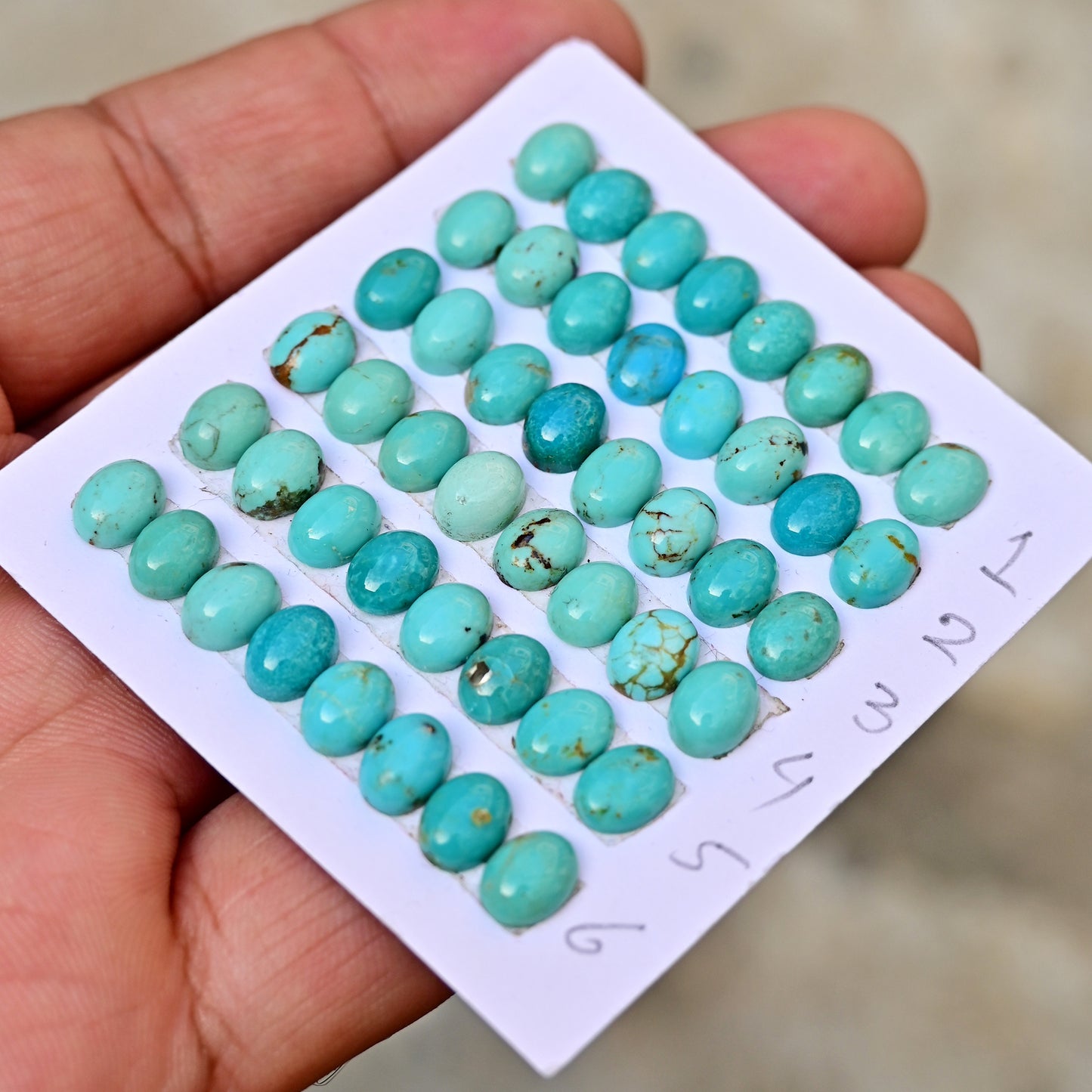 Loose Strip Of Kingman Turquoise Rosecut Oval shape 6x8mm AA Grade Strip Set -Total 8 Pcs in one strip