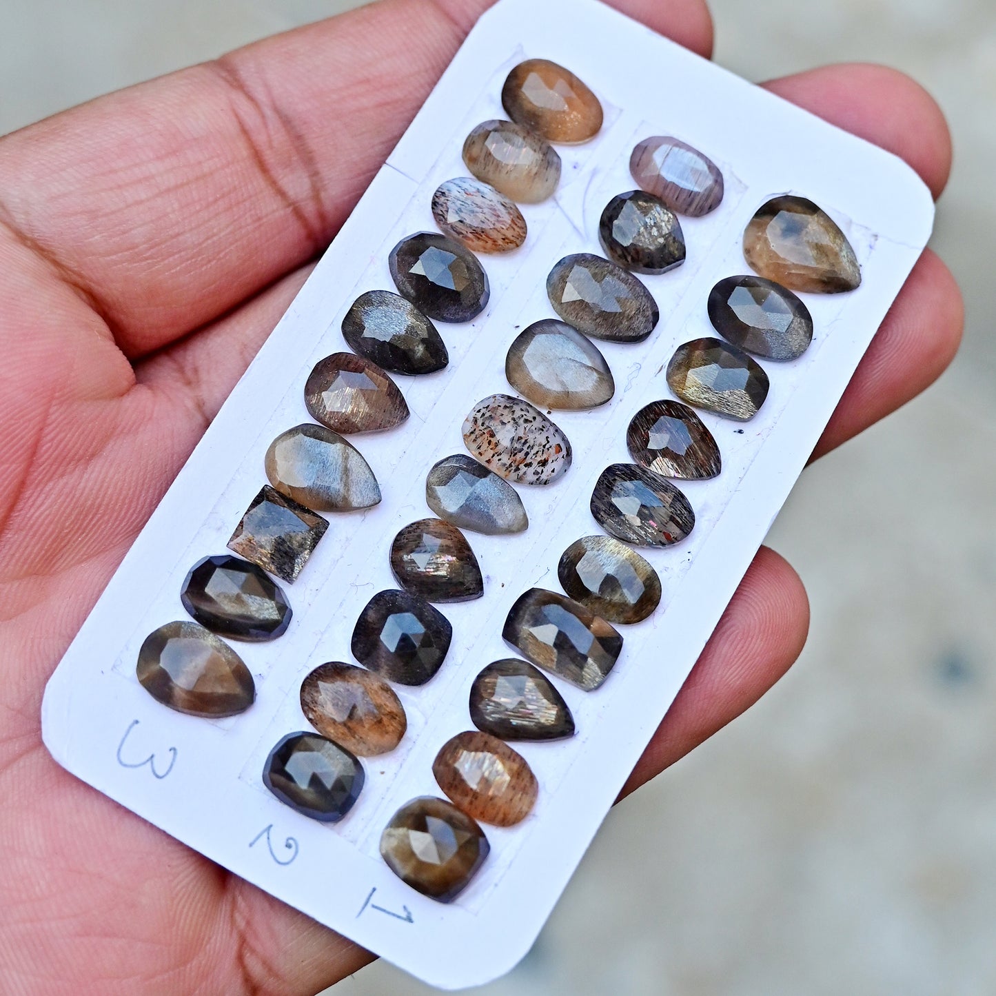 African Gold Shine Moonstone Rosecut Mix Shape 6-11mm AA Grade Gemstone Strip - Total 10 Pcs in One