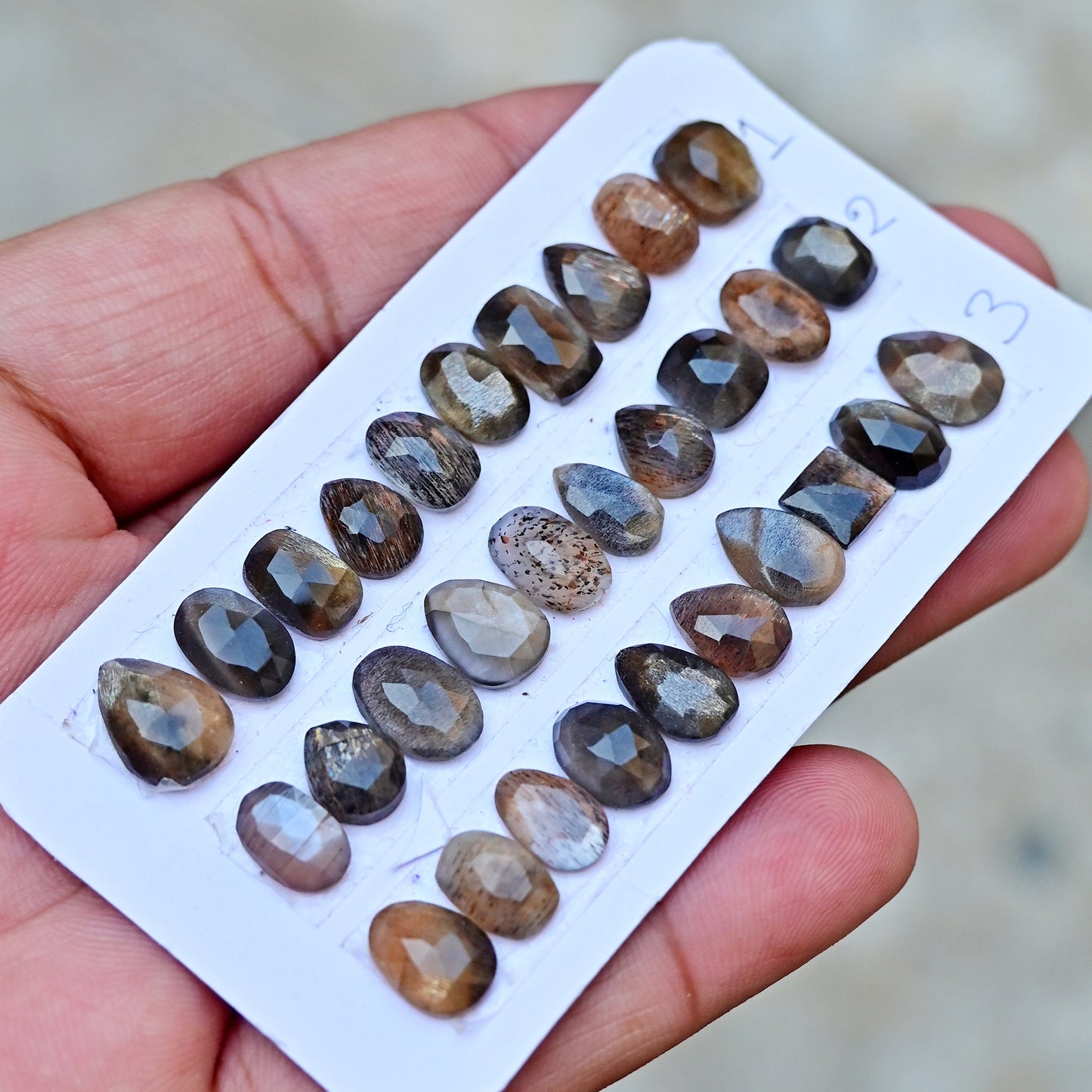 African Gold Shine Moonstone Rosecut Mix Shape 6-11mm AA Grade Gemstone Strip - Total 10 Pcs in One