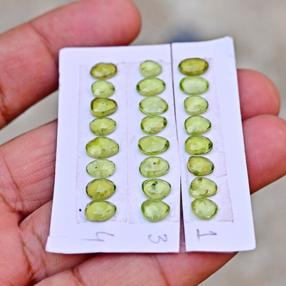 14,2 ct Peridot glatter Cabochon 7 x 7 mm – 6 x 6 mm runde Form AA-Grade-Edelstein-Paket – insgesamt 10 Stück