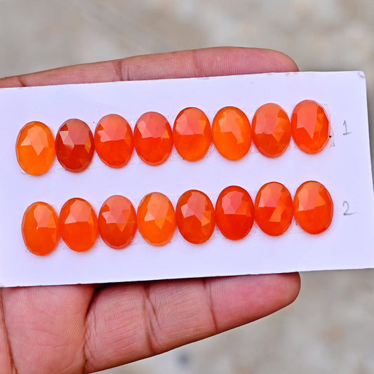 Carnelian Cabochons Oval Shape  10x14mm AA Grade Gemstone Strip Set -Total 8 Pcs in one strip