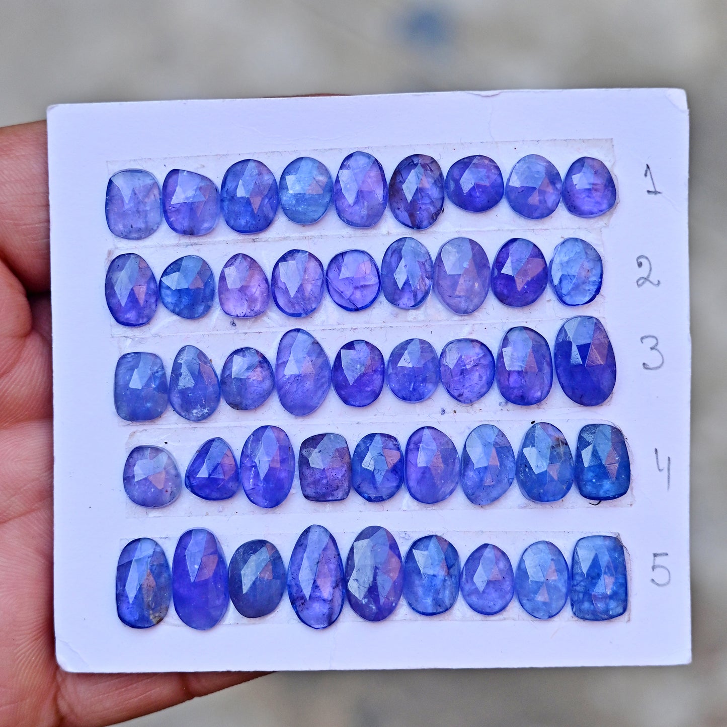 Tanzanite Rosecut 8x12mm and 8x14mm Freeform Shape AA Grade Gemstone Strip-Total 9 Pcs in one strip