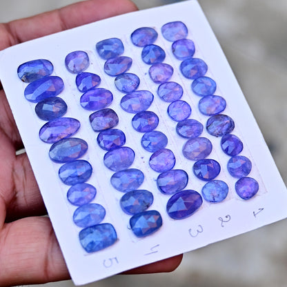 Tanzanite Rosecut 8x12mm and 8x14mm Freeform Shape AA Grade Gemstone Strip-Total 9 Pcs in one strip