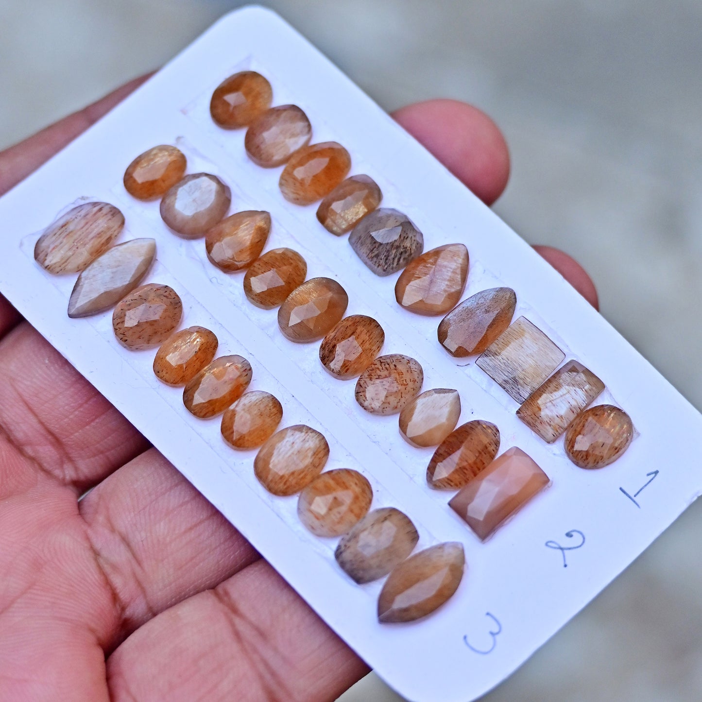 African Gold Shine Moonstone Rosecut Mix Shape 5-14mm AA Grade Gemstone Strip - Total 10 Pcs in One