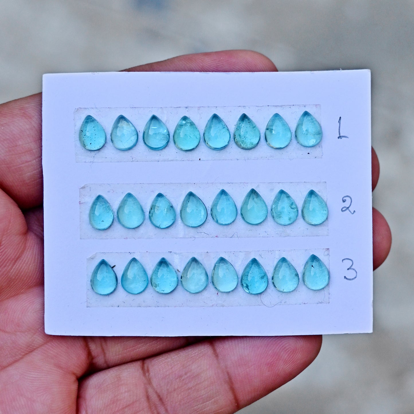 Paraiba Apatite Rosecut Pear Shape 6x8mm AA Grade Gemstone Strip - Total 8Pcs in one