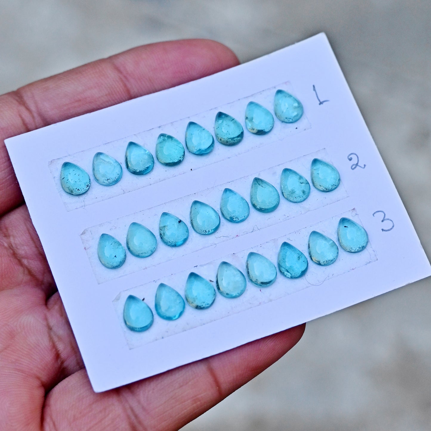 Paraiba Apatite Rosecut Pear Shape 6x8mm AA Grade Gemstone Strip - Total 8Pcs in one