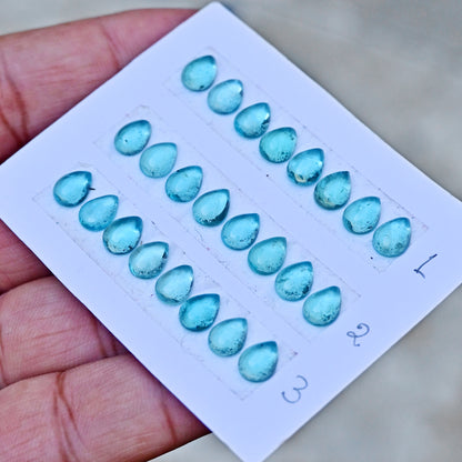 Paraiba Apatite Rosecut Pear Shape 6x8mm AA Grade Gemstone Strip - Total 8Pcs in one