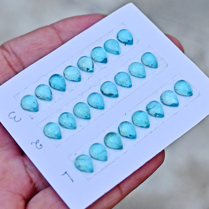 Paraiba Apatite Rosecut Pear Shape 6x8mm AA Grade Gemstone Strip - Total 8Pcs in one