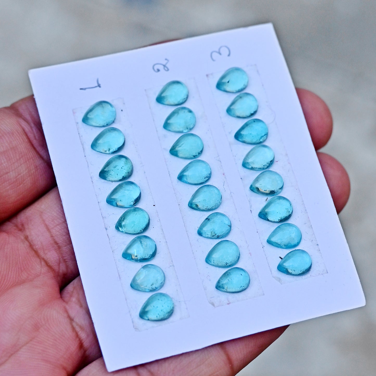 Paraiba Apatite Rosecut Pear Shape 6x8mm AA Grade Gemstone Strip - Total 8Pcs in one