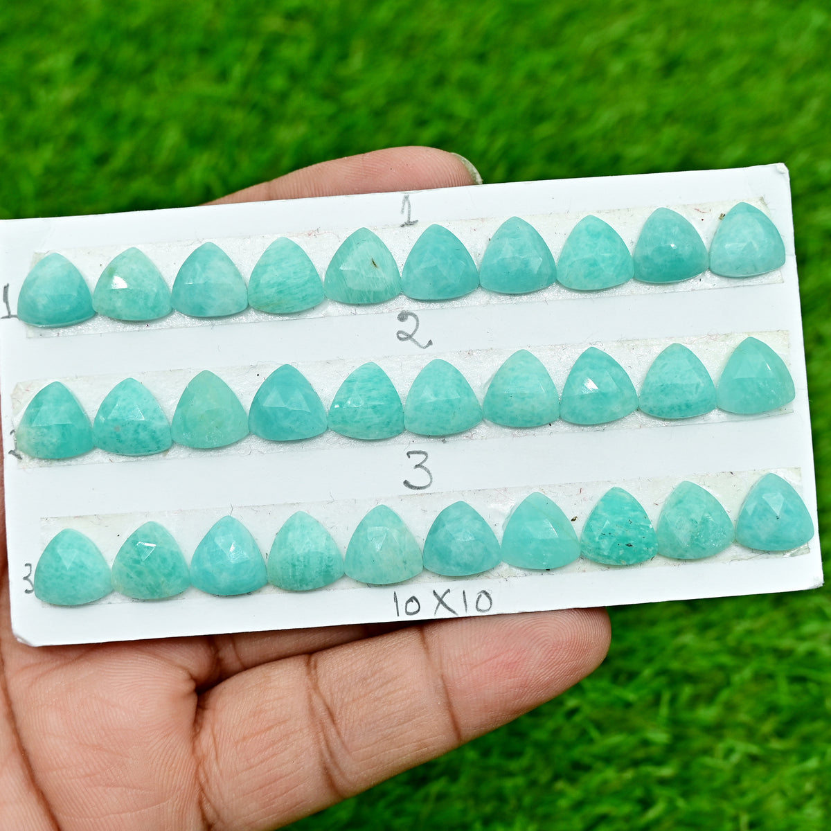 AAA Peruvian Amazonite Cabochons | Trillion, Oval & Pear Gemstones – Smooth, Calibrated Stones
