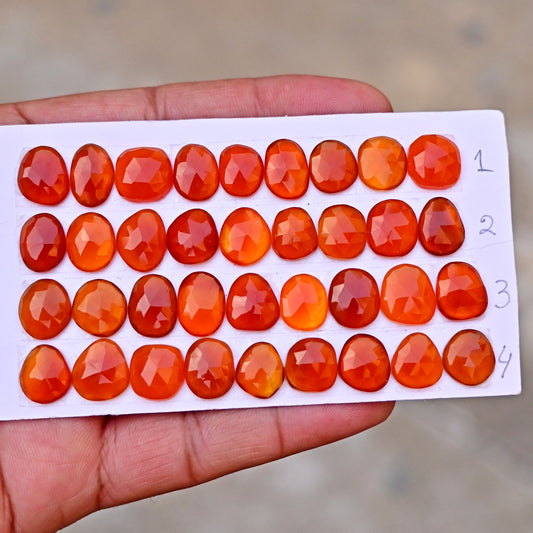 Carnelian Rosecut  Freeform Shape  8x12mm - 9-13mm AA Grade Gemstone Strip Set -Total 9 Pcs in one strip