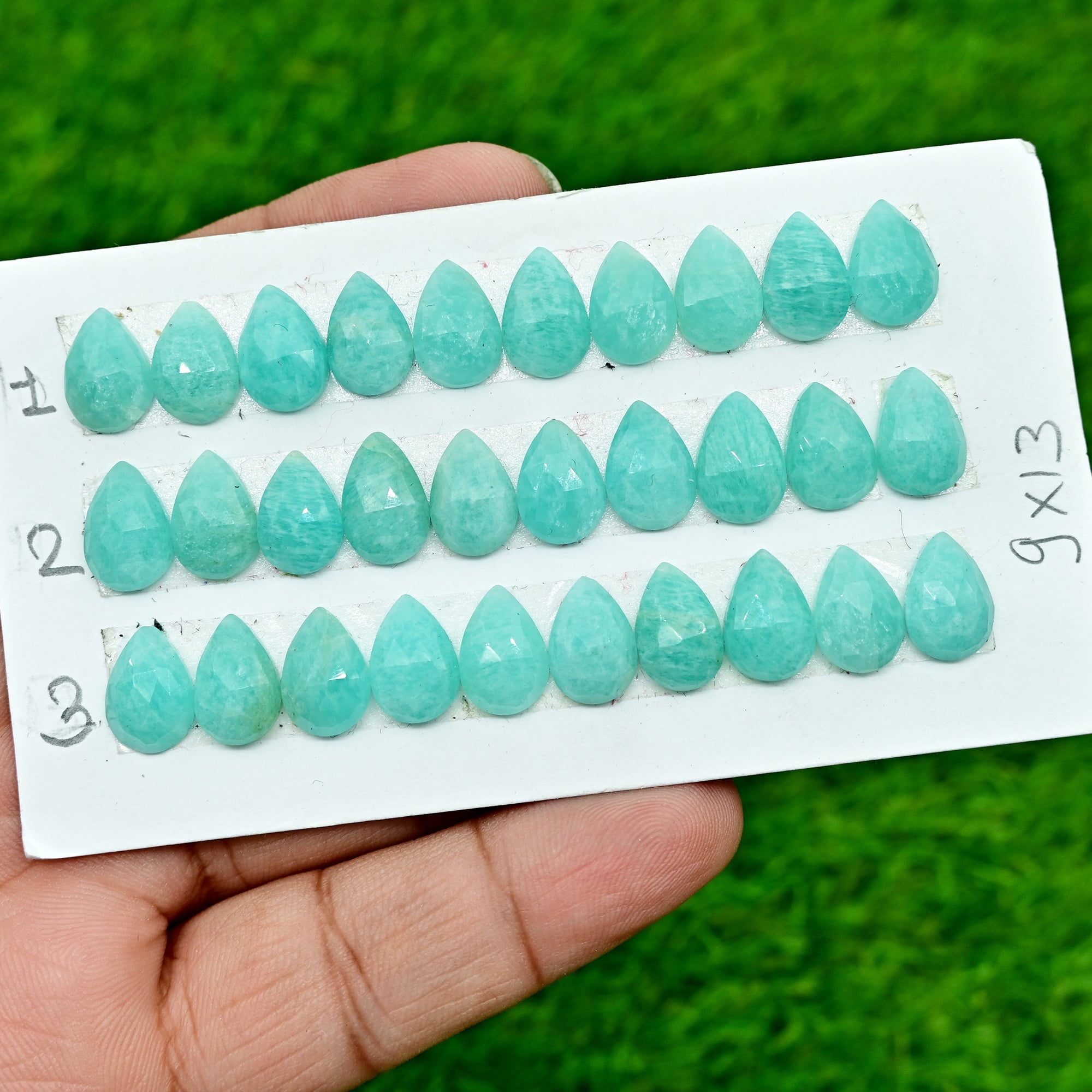AAA Peruvian Amazonite Cabochons | Trillion, Oval & Pear Gemstones – Smooth, Calibrated Stones