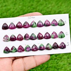 Calibrated Ruby in Zoisite Rose Cut Cabochons | Loose Flat Back Gemstones for Jewelry Making