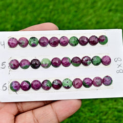 Calibrated Ruby in Zoisite Rose Cut Cabochons | Loose Flat Back Gemstones for Jewelry Making
