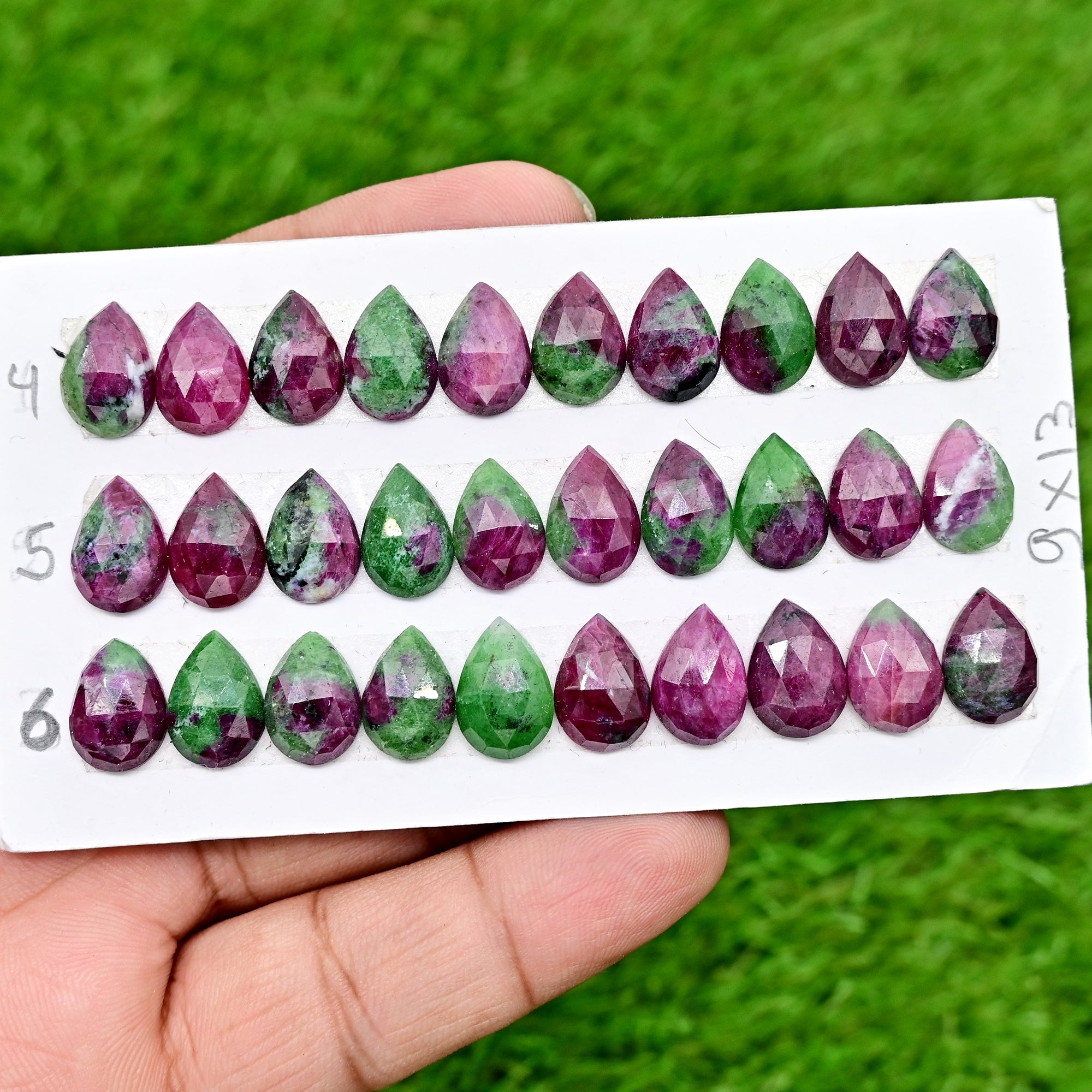 Calibrated Ruby in Zoisite Rose Cut Cabochons | Loose Flat Back Gemstones for Jewelry Making