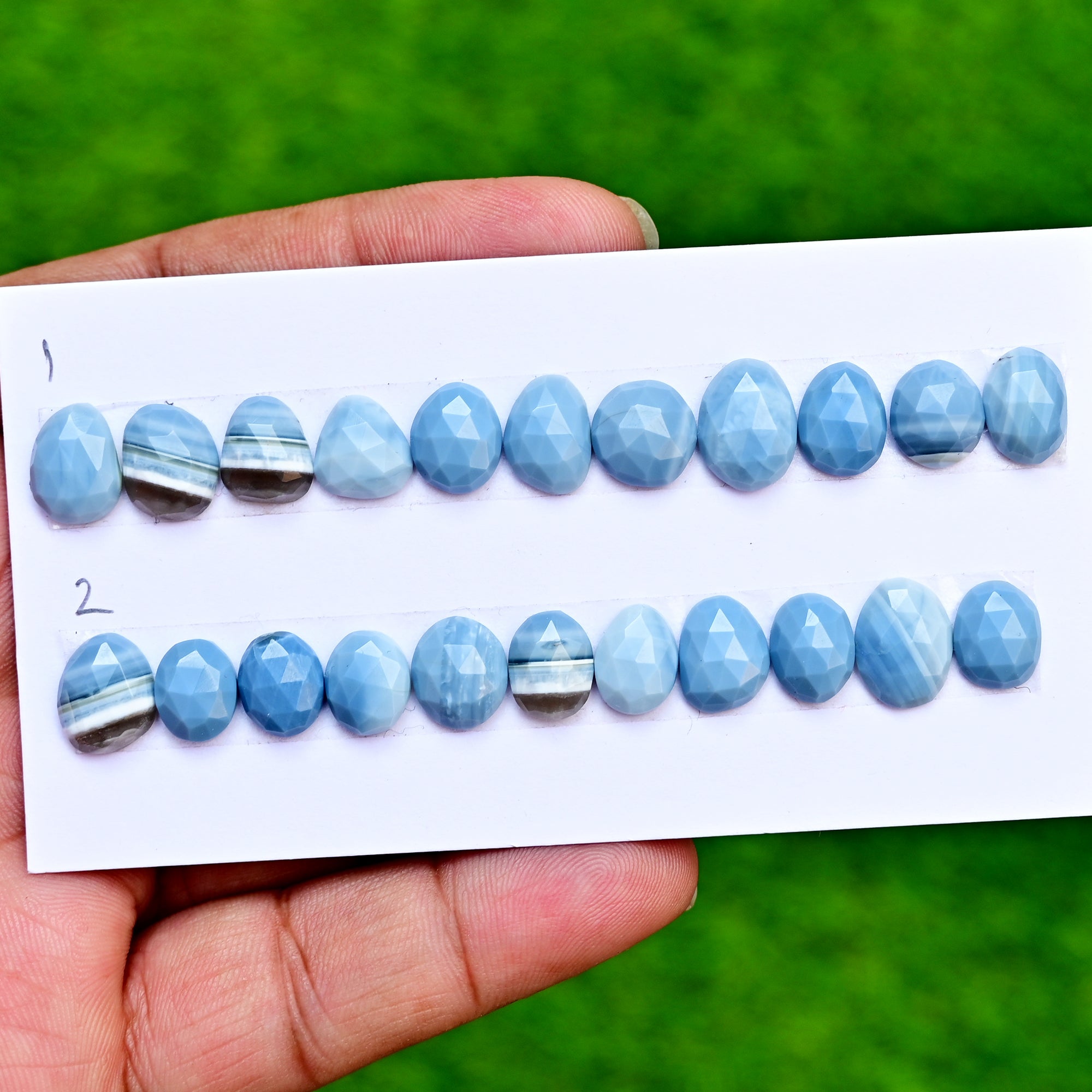 Owyhee Blue Opal Rose Cut Cabochon | Unique Blue Opal Stone For Jewelry Making