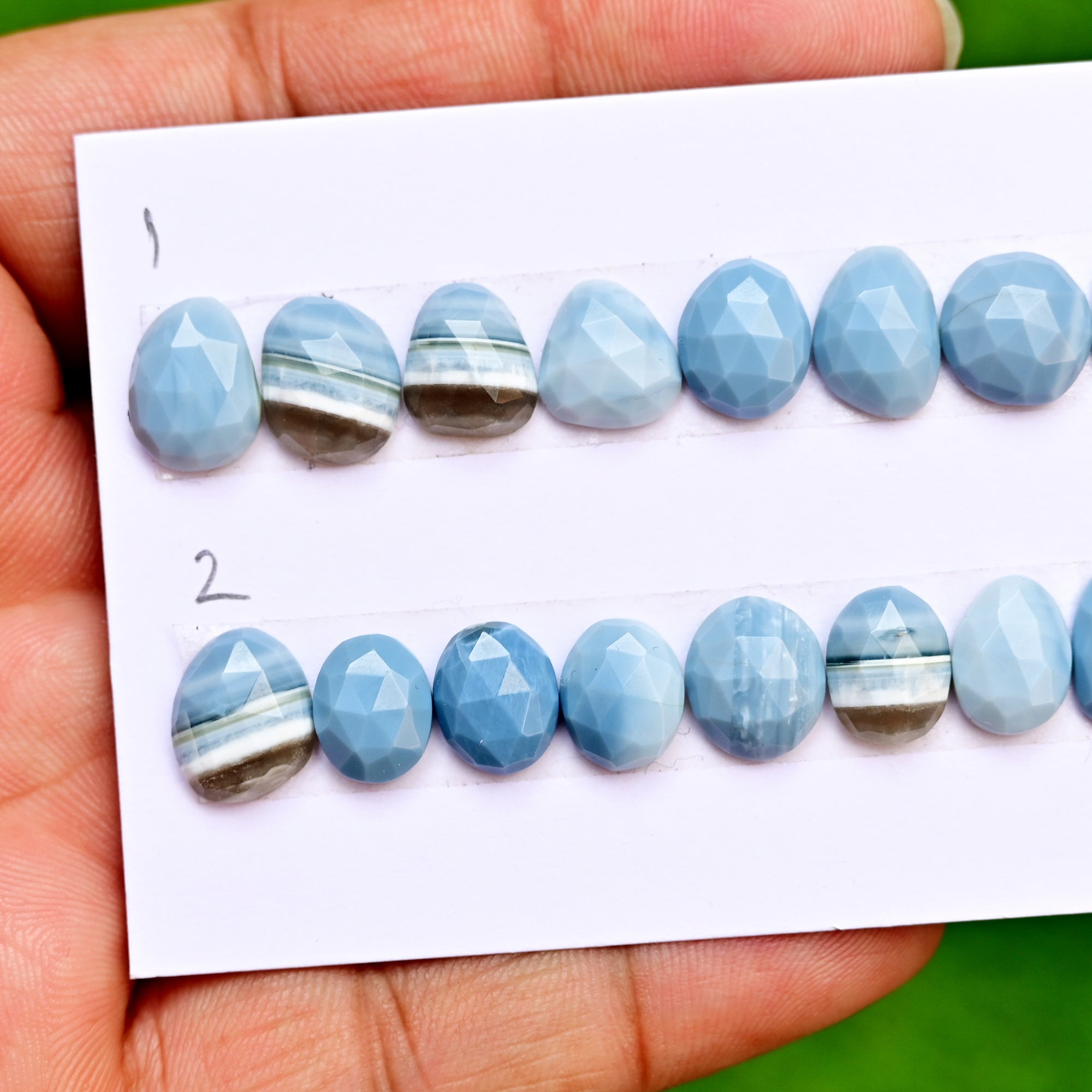 Owyhee Blue Opal Rose Cut Cabochon | Unique Blue Opal Stone For Jewelry Making