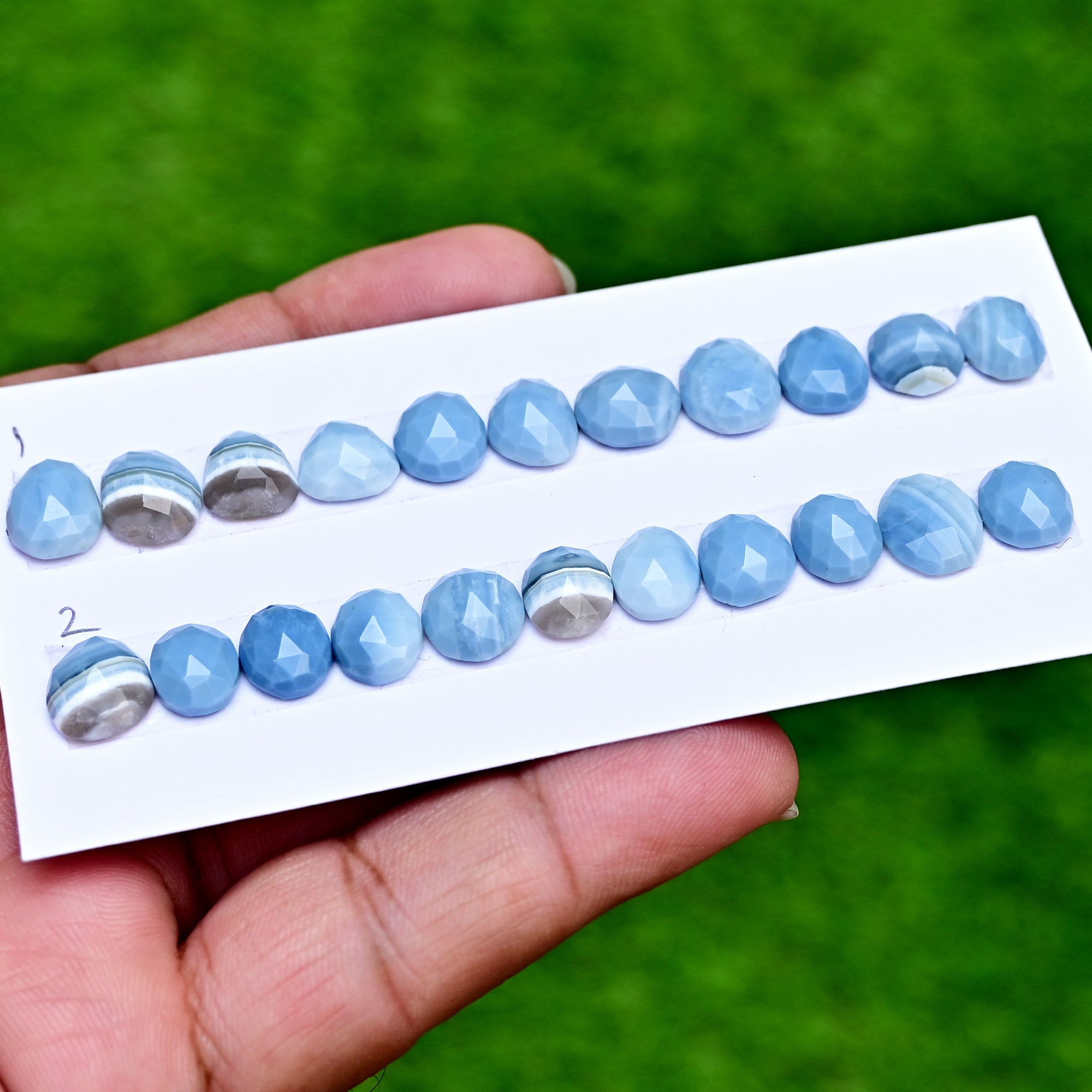 Owyhee Blue Opal Rose Cut Cabochon | Unique Blue Opal Stone For Jewelry Making