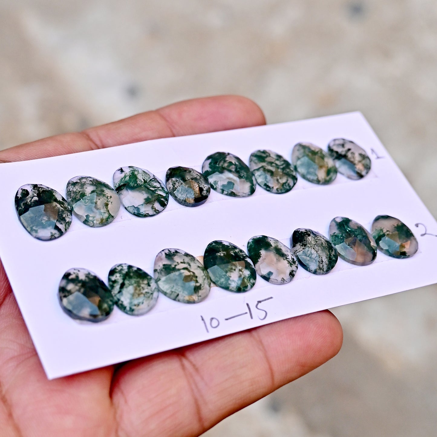 Moss Agate Rosecut  10-15mm Freeform Shape AA Grade Gemstone Strip-Total 8 pcs in One